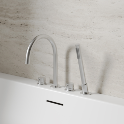 Смеситель ABBER Wasser Kreis 316 AF8113BST на борт ванны, сталь брашированная