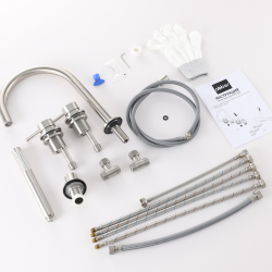 Смеситель ABBER Wasser Kreis 316 AF8113BST на борт ванны, сталь брашированная