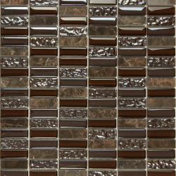 Мозаика NSmosaic S-803 камень стекло (15х48х8) 298х305, глянцевая 