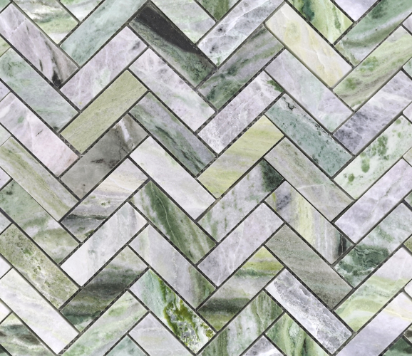 Мозаика LeeDo Ceramica Onice Verde oliva POL fish (23x73x7) 317х282,полированная глянцевая 