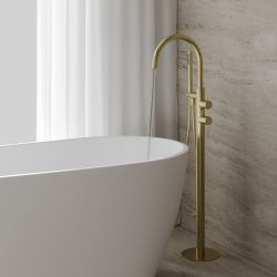 Смеситель ABBER Wasser Kreis 316 AF8115BG напольный для ванны, золото брашированное