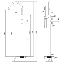 Смеситель ABBER Wasser Kreis 316 AF8115BG напольный для ванны, золото брашированное