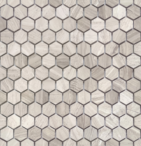 Мозаика LeeDo Ceramica Travertino silver MAT hex (18x30x6) 285x305, матовая