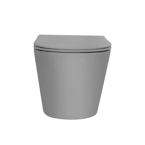 Унитаз ABBER Bequem AC1102TMG подвесной серый матовый, безободковый, смыв торнадо