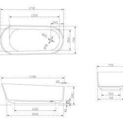 Прозрачная ванна ABBER Kristall AT9706Saphir синяя
