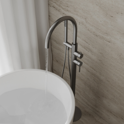 Смеситель ABBER Wasser Kreis 316 AF8115BGG напольный для ванны, оружейная сталь брашированная