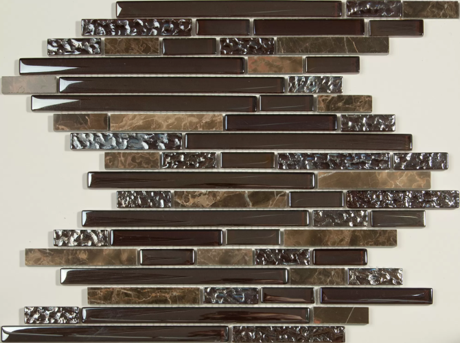 Мозаика NSmosaic S-818 стекло камень (15x48x98x8) 298*305, глянцевая