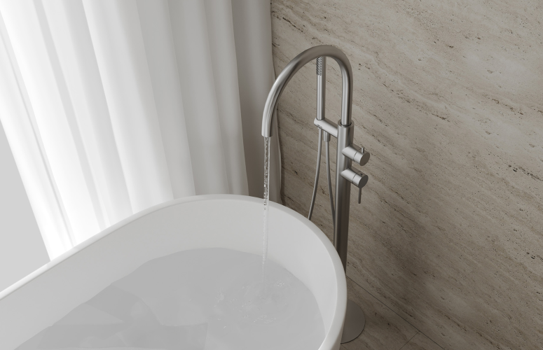 Смеситель ABBER Wasser Kreis 316 AF8115BST напольный для ванны, сталь брашированная