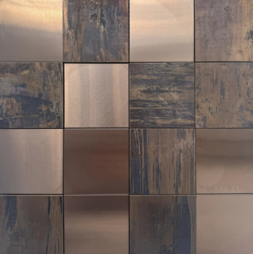 Мозаика Pixel Mosaic PIX1017 из меди, чип 75x75 мм, сетка 300х300x8/11 мм