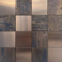 Мозаика Pixel Mosaic PIX1017 из меди, чип 75x75 мм, сетка 300х300x8/11 мм