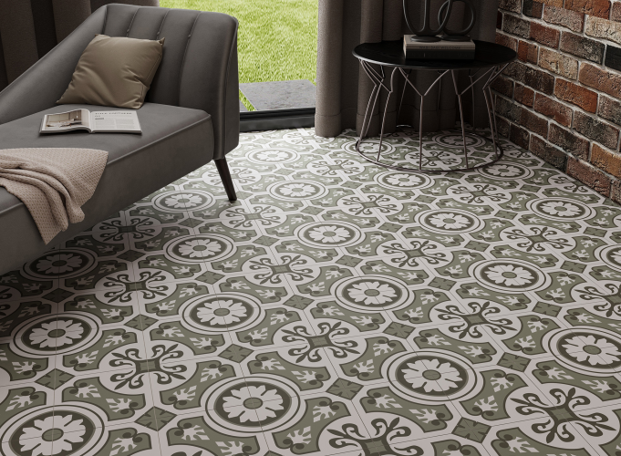 Керамогранит Smile Tile Эклектика Пальмира зеленый 20x20