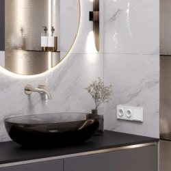 Керамогранит Laparet LP6012G0551R Solo Bianco белый глянцевые чернила 59,5х119,1