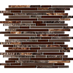 Мозаика Pixel Mosaic PIX730 из мрамора и стекла, чипы 10x48/98/148 мм, сетка 286х300x8 мм