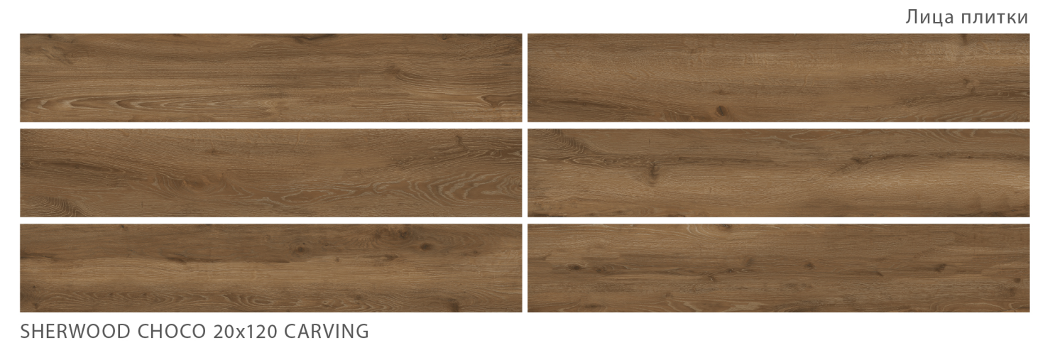 Керамогранит StaroWood Sherwood Choco Carving 20x120