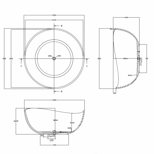 Прозрачная ванна ABBER Kristall AT9705Aquamarin бирюзовая