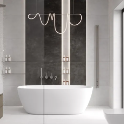 Керамогранит Laparet LP6012G0611R Festa Grigio серый глянцевые чернила 59,5х119,1