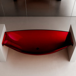 Прозрачная ванна ABBER Kristall AT9704Rubin подвесная красная