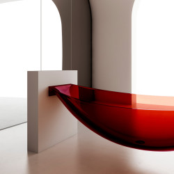 Прозрачная ванна ABBER Kristall AT9704Rubin подвесная красная