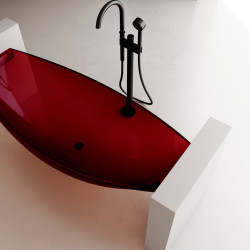 Прозрачная ванна ABBER Kristall AT9704Rubin подвесная красная