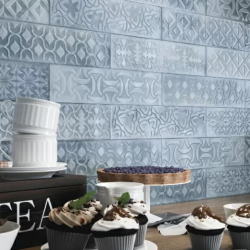 Керамическая плитка Декор Cifre Relieve Drop Blue Brillo 7.5x30