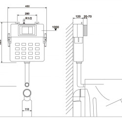 Смывной бачок скрытого монтажа ABBER AC0104 для приставного унитаза