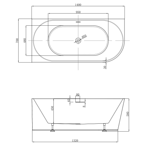 Акриловая ванна ABBER AB9502-1.4 L белая