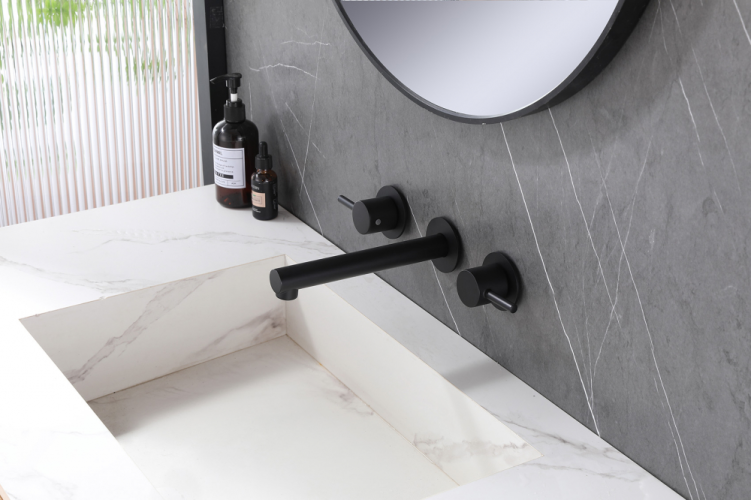 Смеситель ABBER Emotion AF88121B для раковины скрытого монтажа, черный матовый