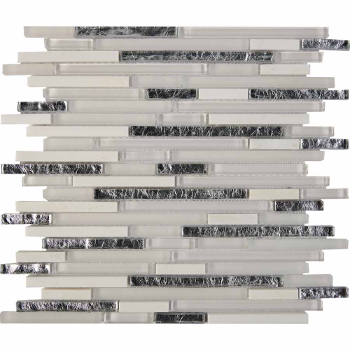 Мозаика Pixel Mosaic PIX728 из мрамора и стекла, чипы 10x48/98/148 мм, сетка 286х300x8 мм