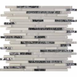 Мозаика Pixel Mosaic PIX728 из мрамора и стекла, чипы 10x48/98/148 мм, сетка 286х300x8 мм