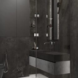 Керамогранит Laparet LP6012G0621R Festa Grafite тёмно-серый глянцевые чернила 59,5х119,1