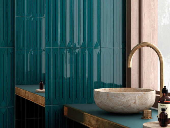 Плитка Equipe Vitral 31166 Petrol Reactive 5x40