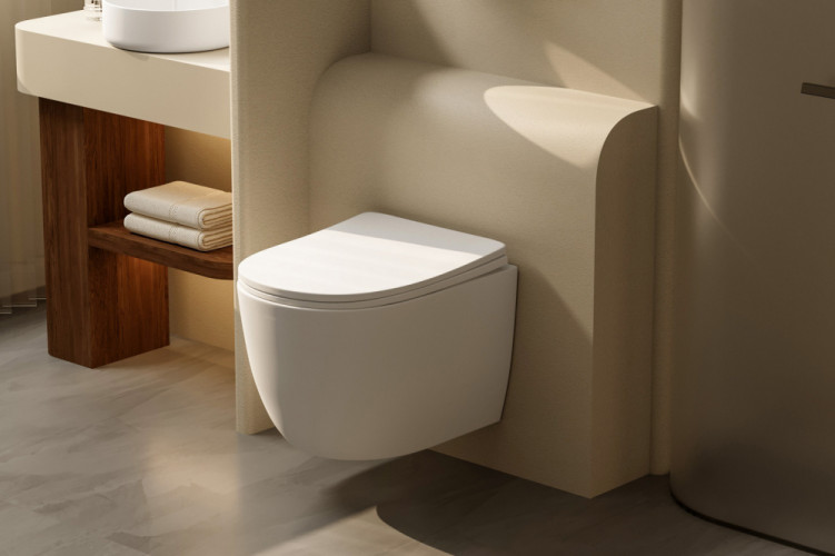 Унитаз ABBER Bequem AC1100TMW подвесной белый матовый, безободковый, смыв торнадо