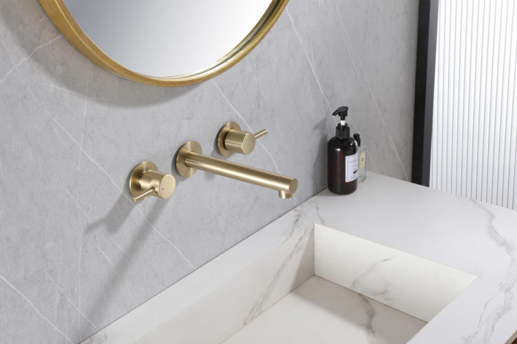 Смеситель ABBER Emotion AF88121G для раковины скрытого монтажа, золото матовое