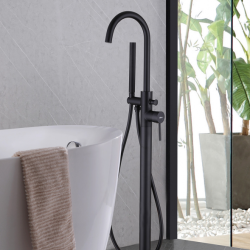 Смеситель ABBER Wasser Kreis AF8115B напольный для ванны, черный матовый