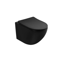 Унитаз ABBER Bequem AC1100TMB подвесной черный матовый, безободковый, смыв торнадо