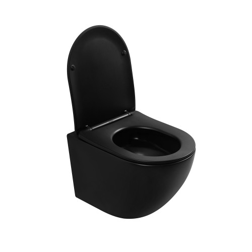 Унитаз ABBER Bequem AC1100TMB подвесной черный матовый, безободковый, смыв торнадо