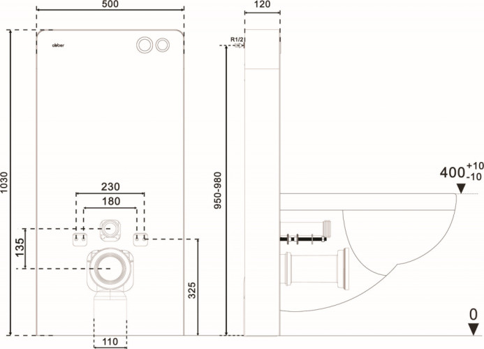 Инсталляционный модуль внешнего монтажа ABBER AC0107MW для подвесного унитаза, белый