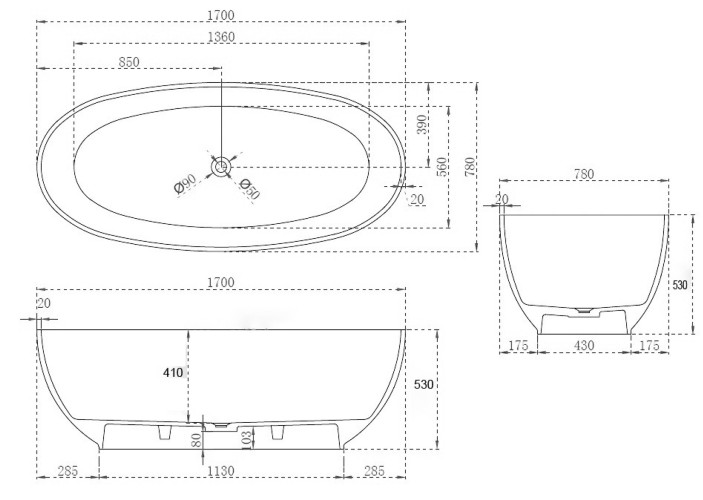 Прозрачная ванна ABBER Kristall AT9703Emerald зеленая