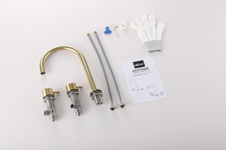 Смеситель ABBER Wasser Kreis 316 AF8108BG-M для раковины, золото брашированное