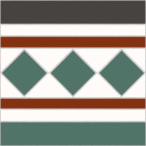 Керамогранит NiceKer Бордюр напольный Victorian Cenefa Bristol Green 22,5x22,5