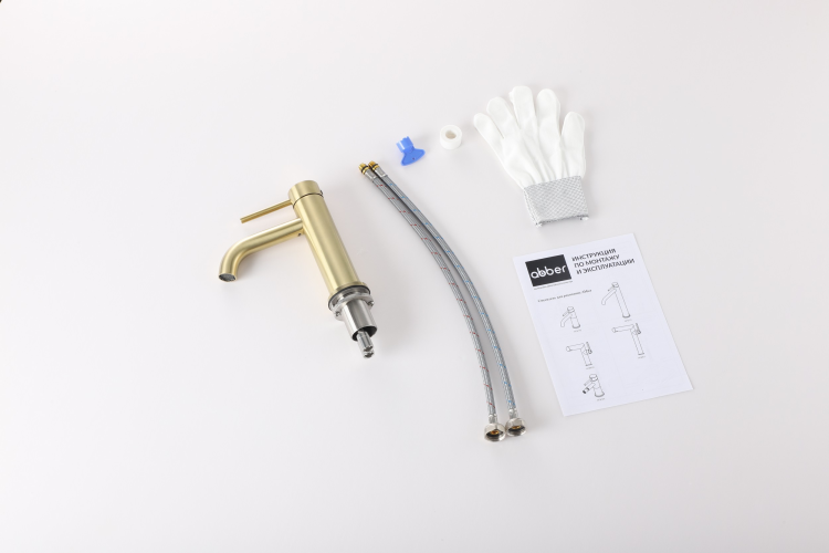 Смеситель ABBER Wasser Kreis 316 AF8110BG для раковины, золото брашированное