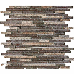 Мозаика Pixel Mosaic PIX726 из мрамора и стекла, чипы 10x48/98/148 мм, сетка 286х300x8 мм