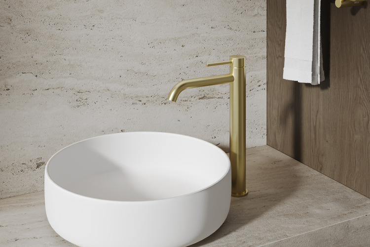 Смеситель ABBER Wasser Kreis 316 AF8111BG-L для накладной раковины, золото брашированное