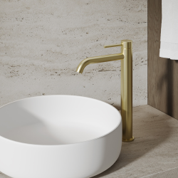 Смеситель ABBER Wasser Kreis 316 AF8111BG-L для накладной раковины, золото брашированное