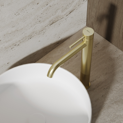 Смеситель ABBER Wasser Kreis 316 AF8111BG-L для накладной раковины, золото брашированное