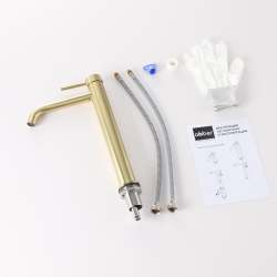 Смеситель ABBER Wasser Kreis 316 AF8111BG-L для накладной раковины, золото брашированное