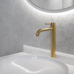 Смеситель ABBER Wasser Kreis 316 AF8111BG-L для накладной раковины, золото брашированное