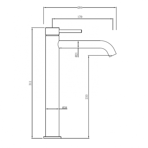 Смеситель ABBER Wasser Kreis 316 AF8111BG-L для накладной раковины, золото брашированное