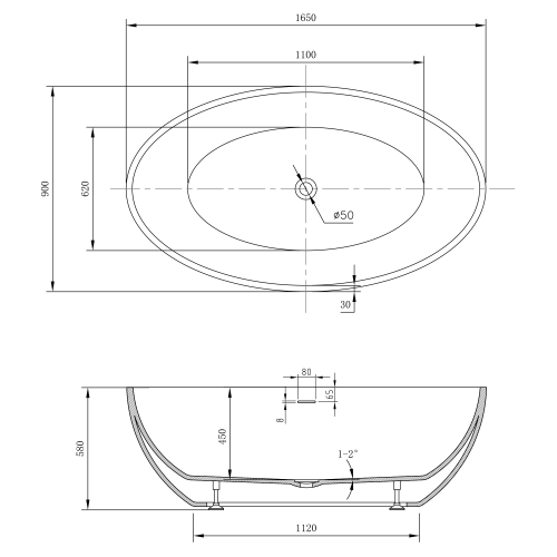 Акриловая ванна ABBER AB9249-1.6 белая