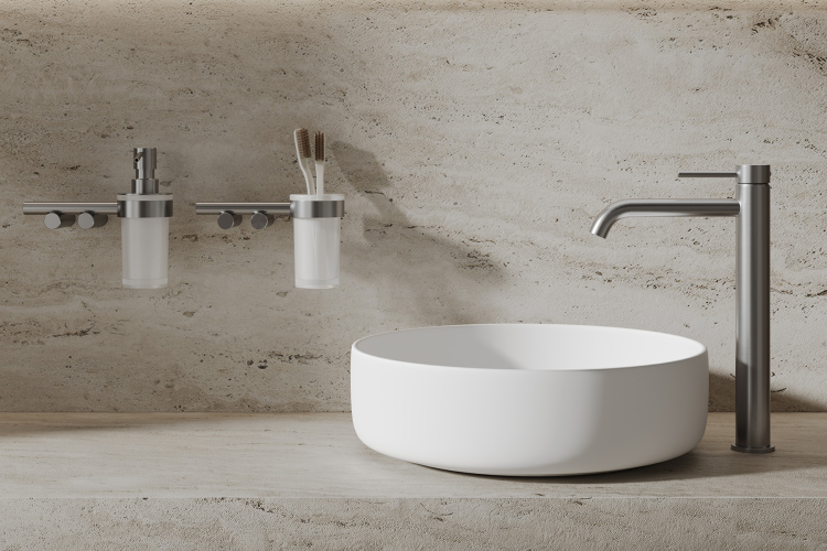 Смеситель ABBER Wasser Kreis 316 AF8111BGG-L для накладной раковины, оружейная сталь брашированная